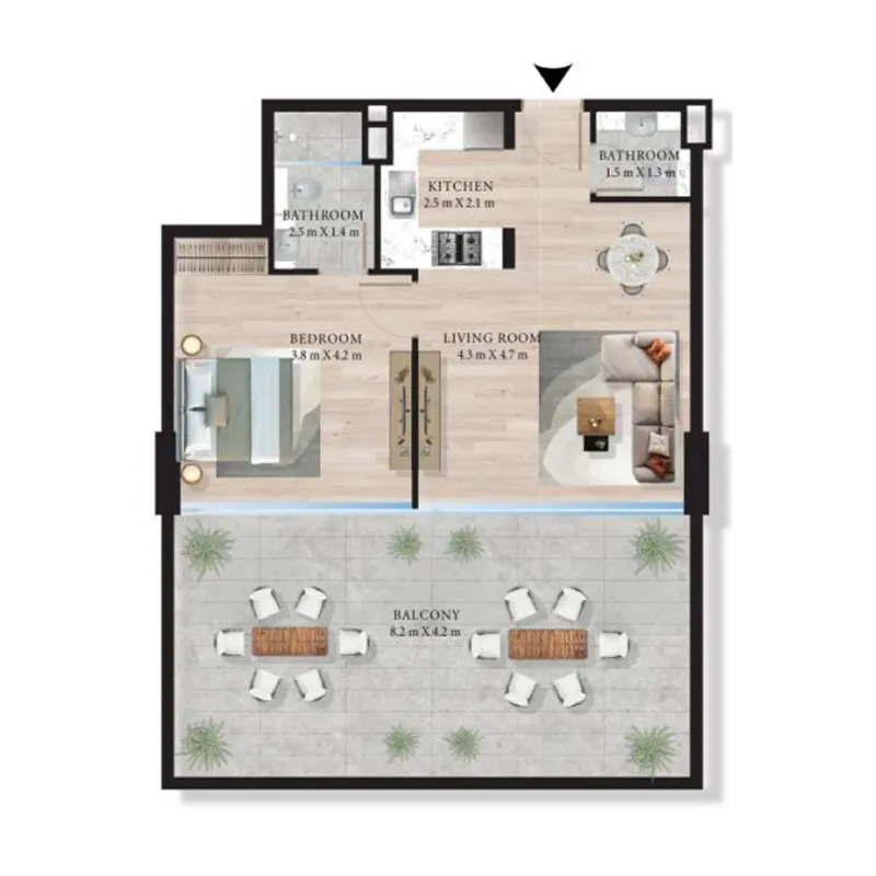 Maas Azurline Residences Studio floor plan, 400 sqft
