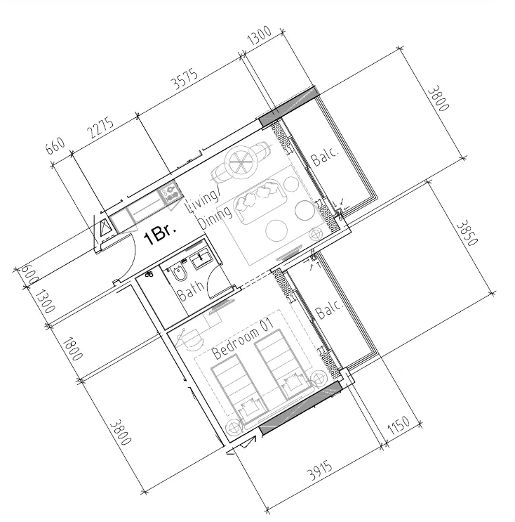 Damac Hills 2 - Hotel Edge by Rotana 1 bed floor plan, 547 sqft