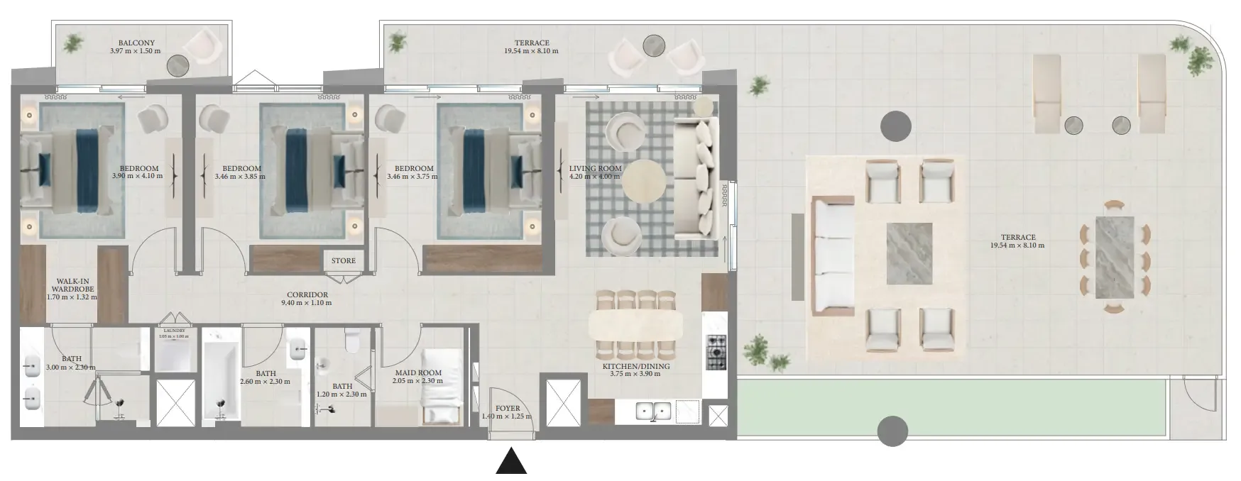 Fior 1 3 bed floor plan, 2,582 sqft