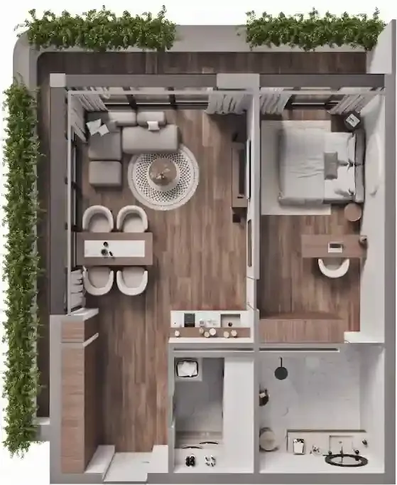 Sunny Moon 1 bed floor plan, 634 – 848 sqft