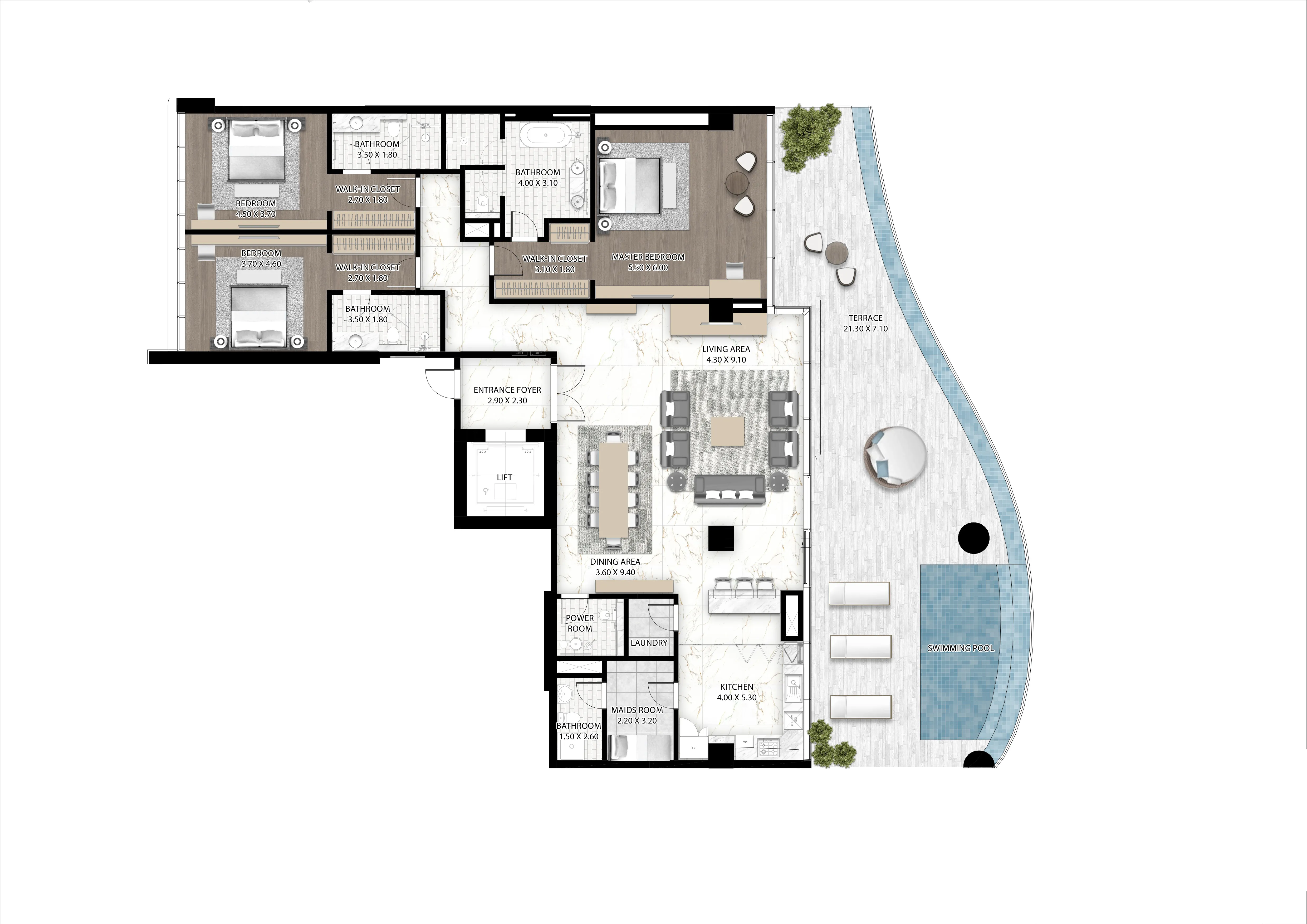 Cavalli Couture 3 bed floor plan, 4,229 sqft