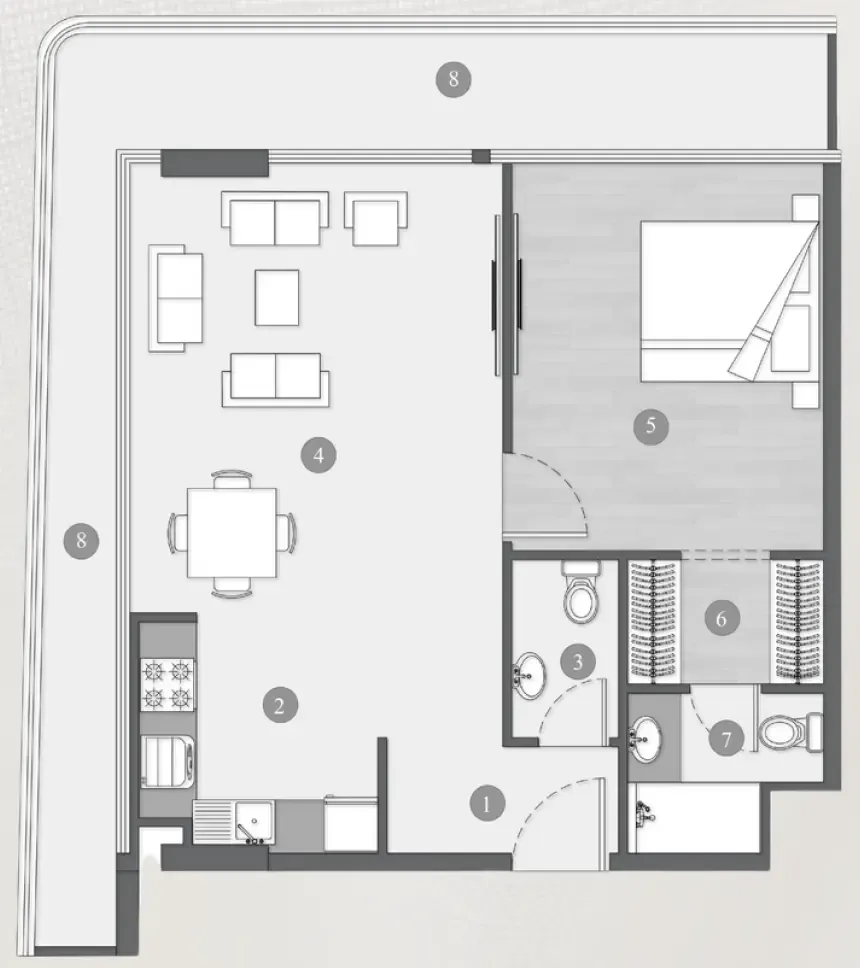 Elevia Residences  1 bed floor plan, 904 sqft