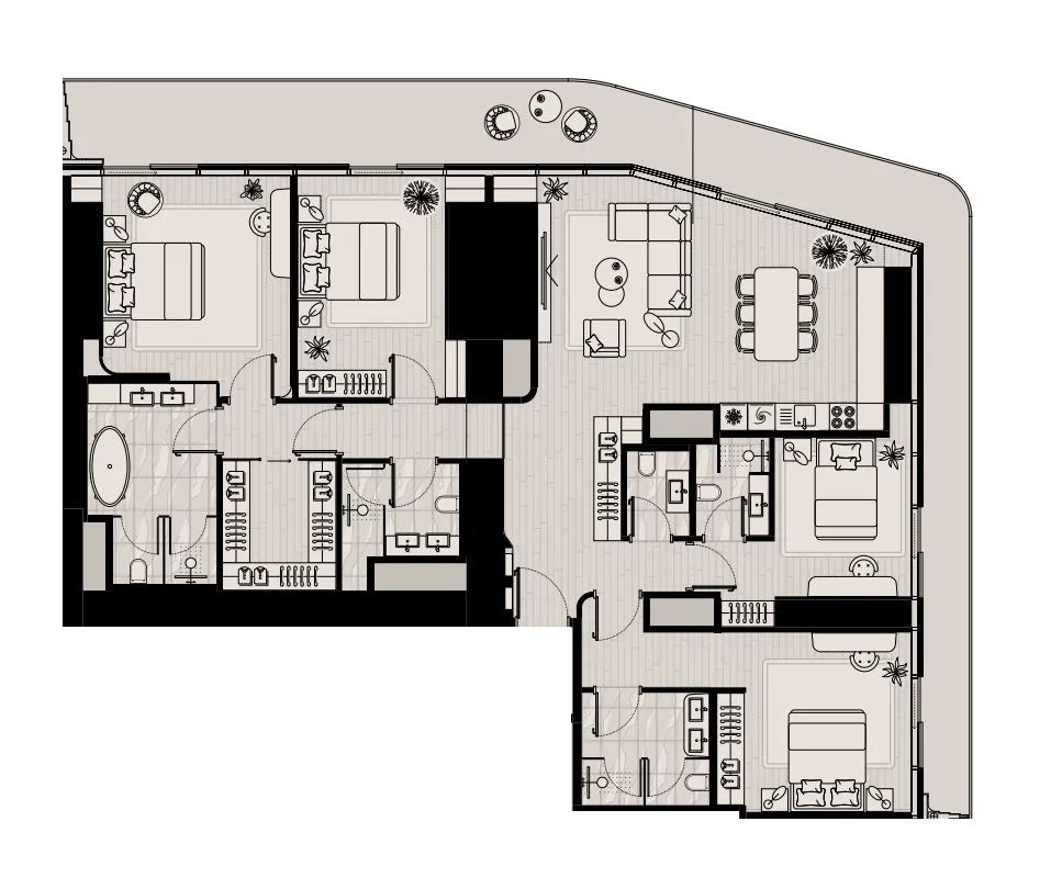 Iconic Tower 4 bed floor plan, 2,704 sqft