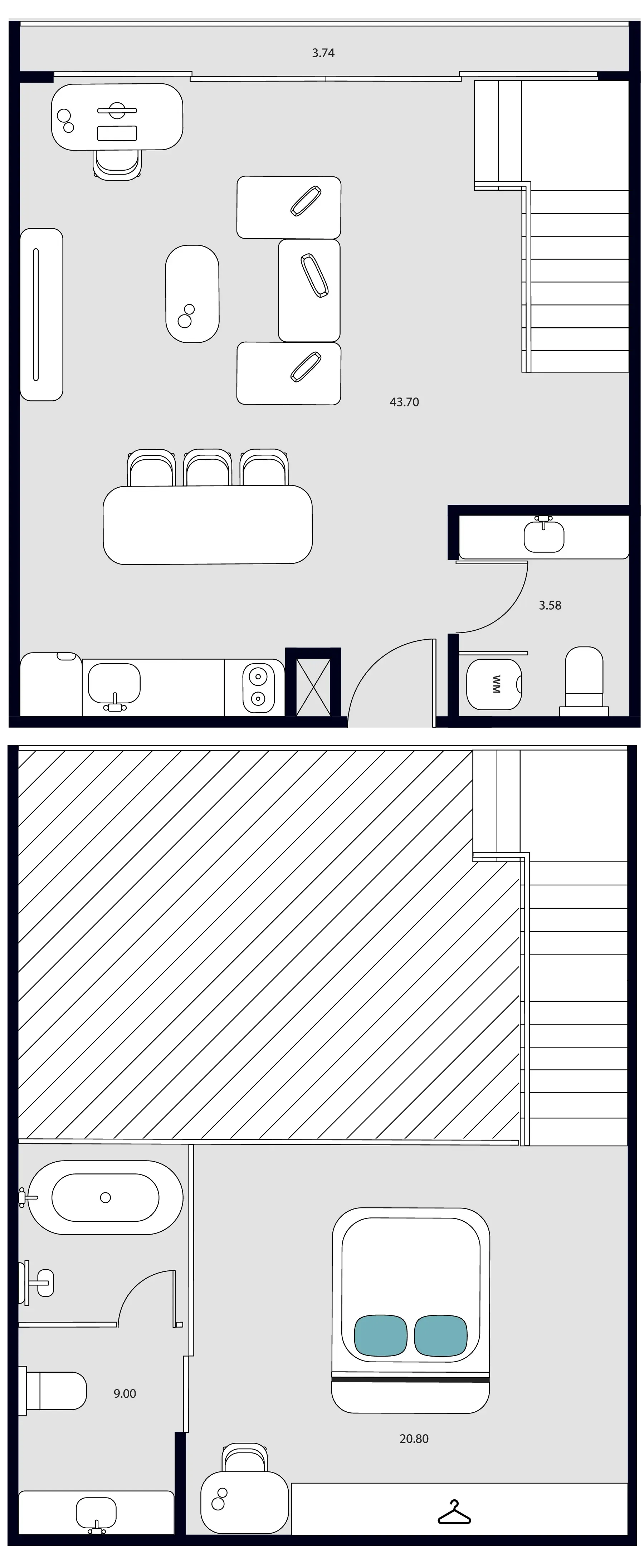 Essence Residence 1 bed floor plan, 872 – 1,367 sqft