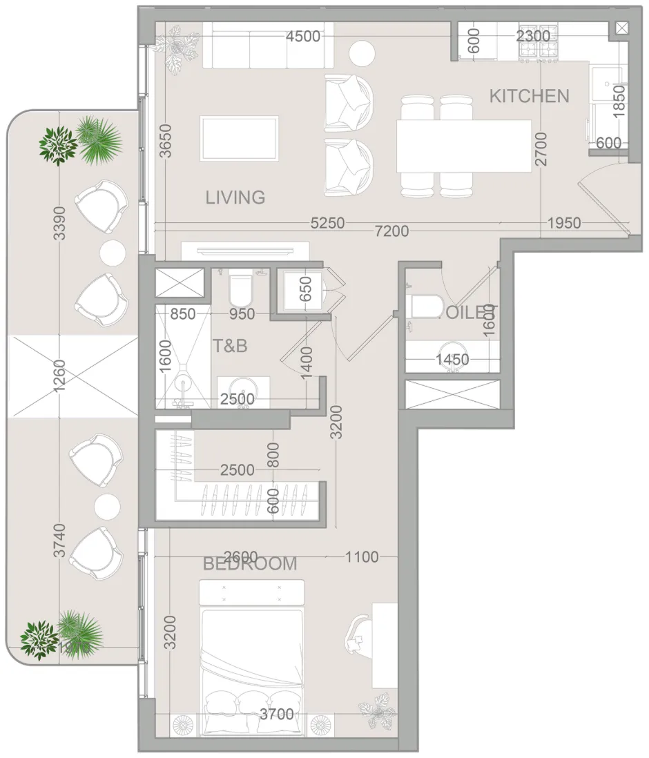 TETR1S Tower 1 bed floor plan, 792 sqft