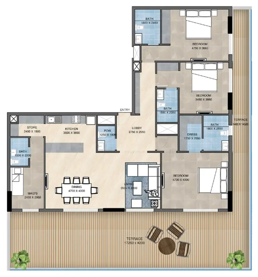 Sunbliss Residences 3 bed floor plan, 2,722 sqft