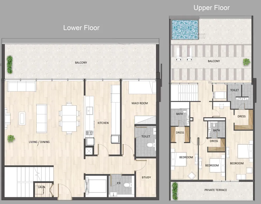 Barari Palace 3 bed floor plan, 3,920 sqft
