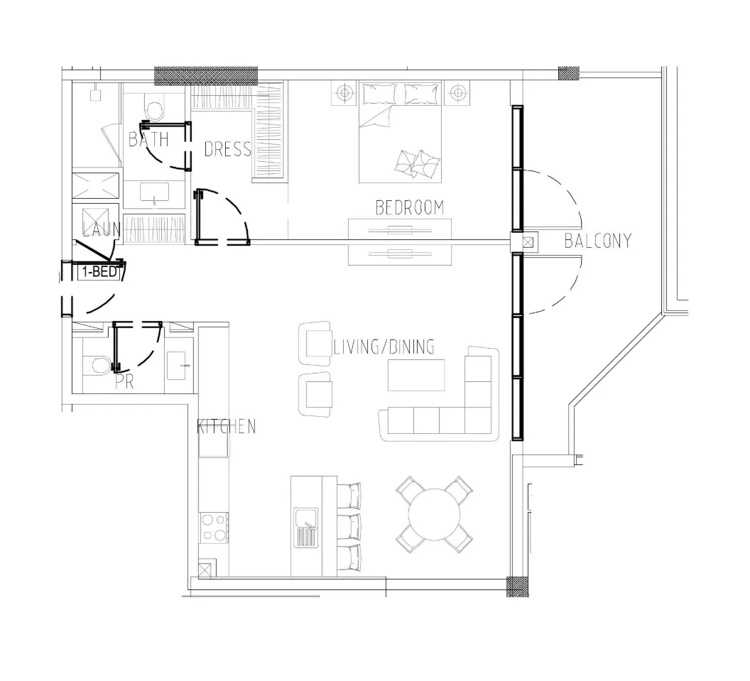 Damac Riverside Views 1 bed floor plan, 1,021 sqft
