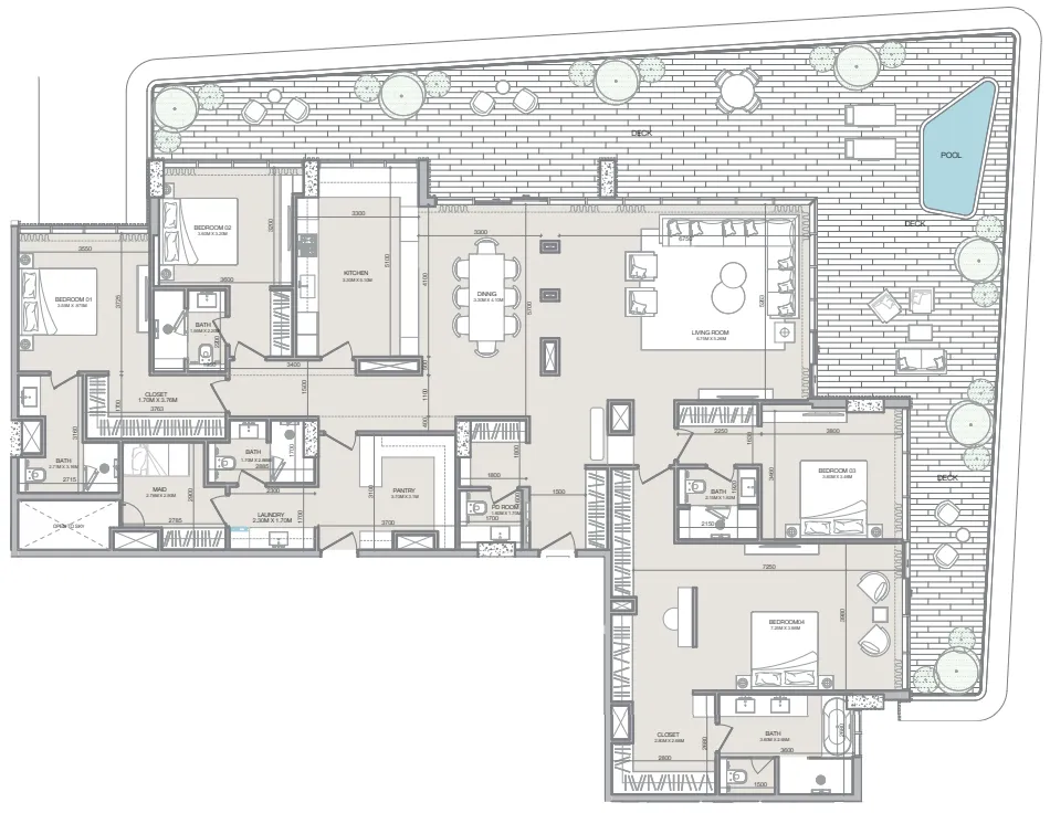 Isolana Residences 4 bed floor plan, 4,152 sqft