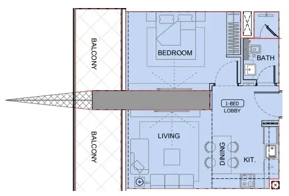 One by Binghatti 1 bed floor plan, 781 sqft