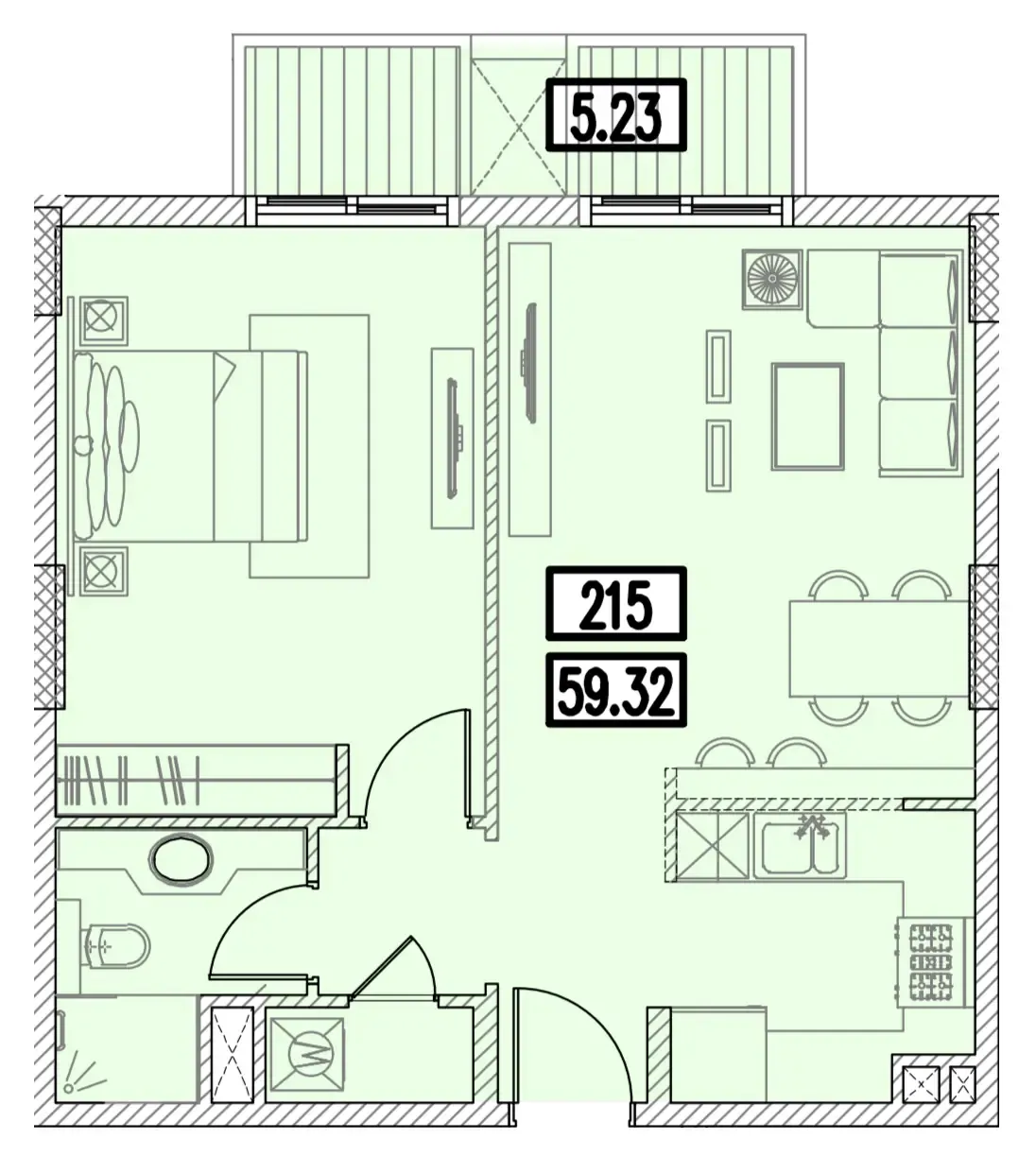 Izzzi.LifeMINT 1 bed floor plan, 695 sqft