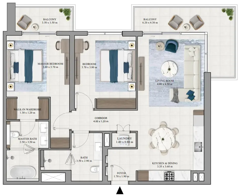 Grove Ridge 2 bed floor plan, 1,365 sqft