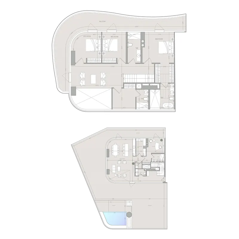 A1LA Residence 3 bed floor plan, 5,805 sqft