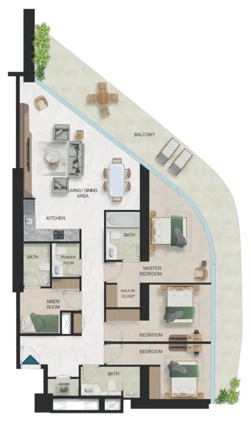 Oystra 3 bed floor plan, 1,963 sqft