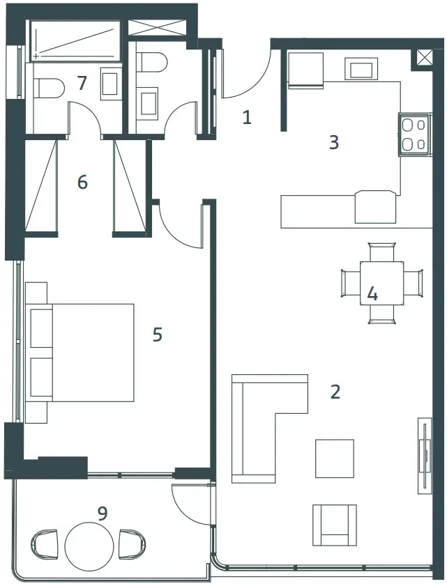 Whitestone Residences 1 bed floor plan, 832 sqft