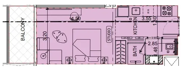 Binghatti Luxuria Studio floor plan, 362 sqft