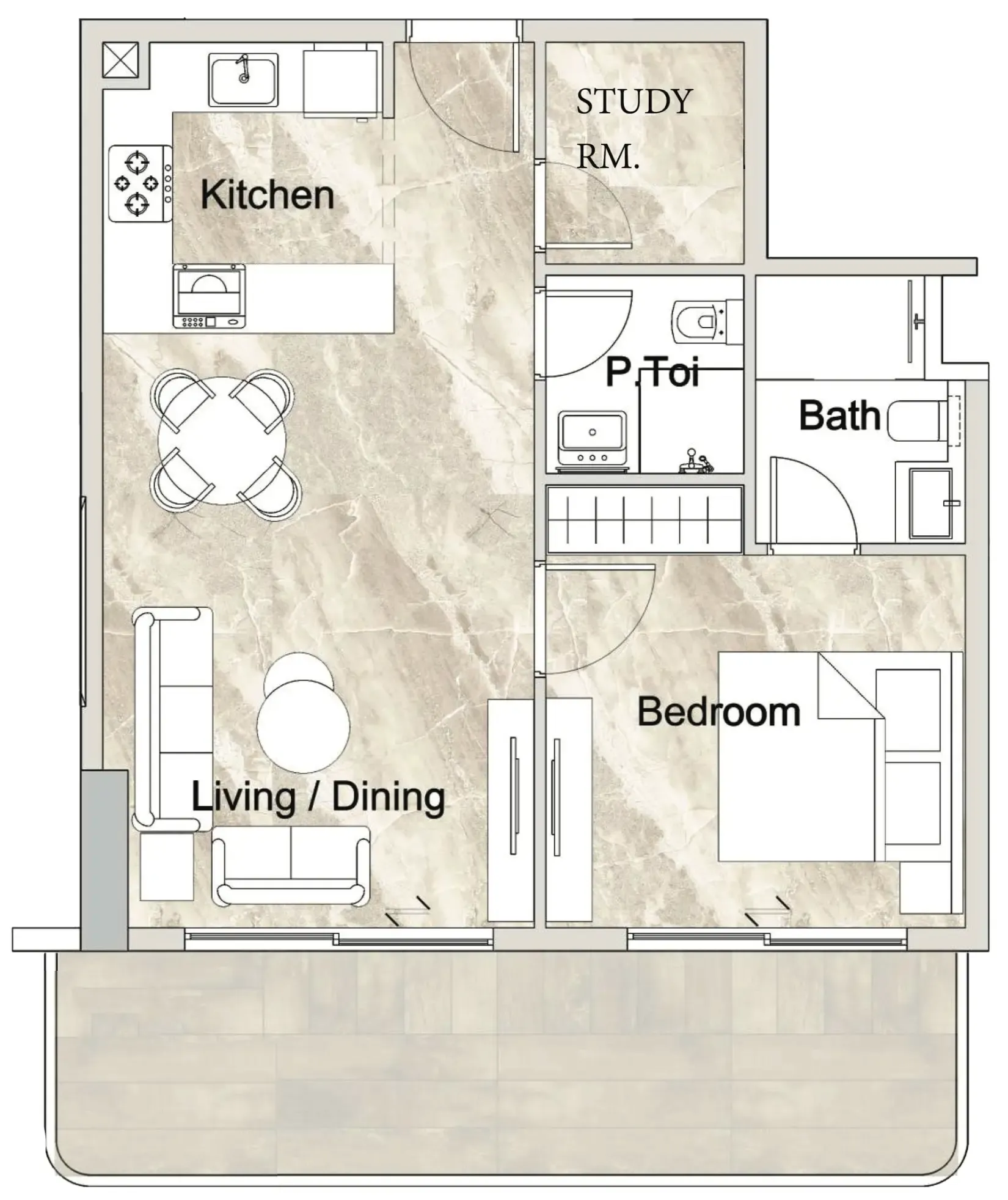 Zyra Vista Residence 1 bed floor plan, 761 sqft