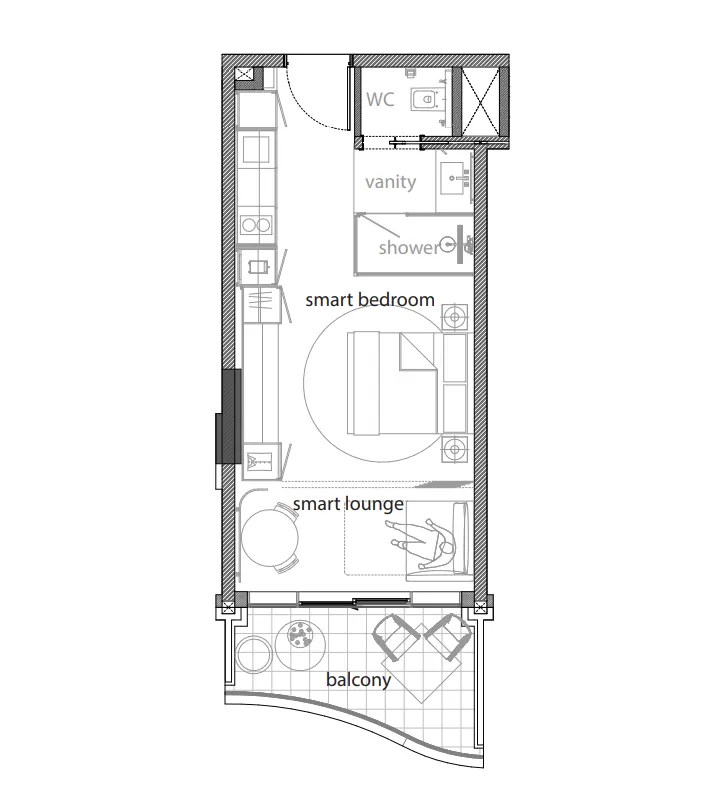 NH Collection Ras Al Khaimah Al Marjan Island Hotel & Apartments Studio floor plan, 404 – 724 sqft