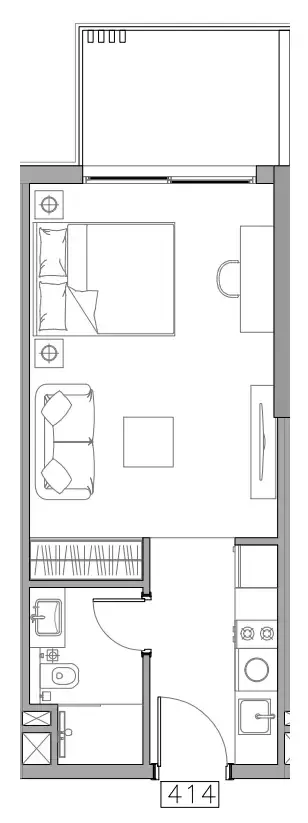 Trevino Studio floor plan, 394 sqft