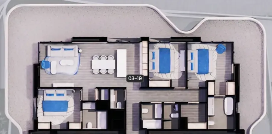 Nikki Beach Residences 3 bed floor plan, 2,567 sqft
