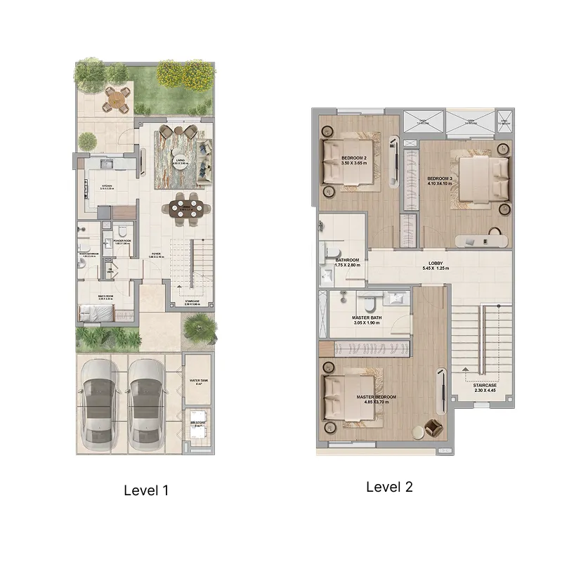 Al Ghadeer Gardens 3 bed floor plan, 1,668 sqft