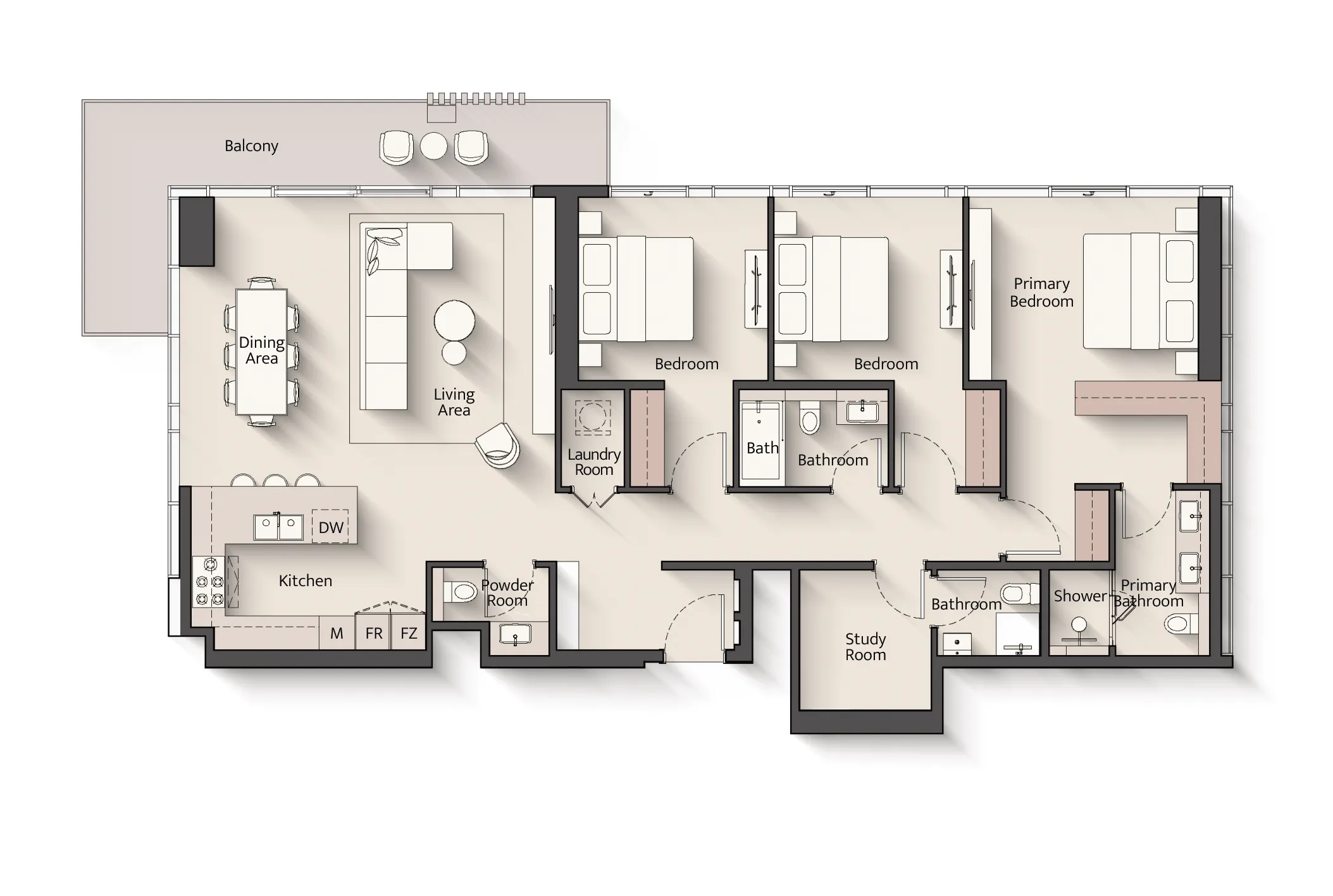 Everly Place 3 bed floor plan, 1,704 – 1,819 sqft