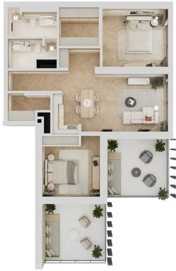 Arisha Terraces 2 bed floor plan, 1,395 sqft