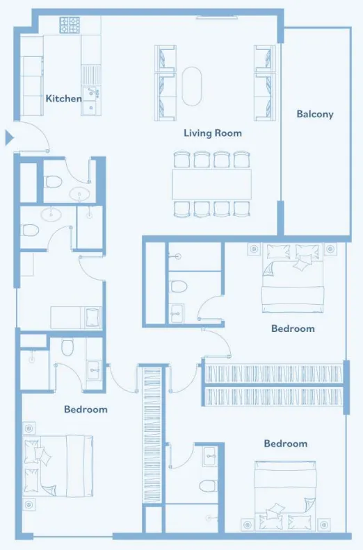 Luma Park Views 3 bed floor plan, 1,711 sqft