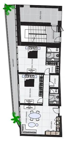 The Community Sports Arena 2 bed floor plan, 1,499 sqft