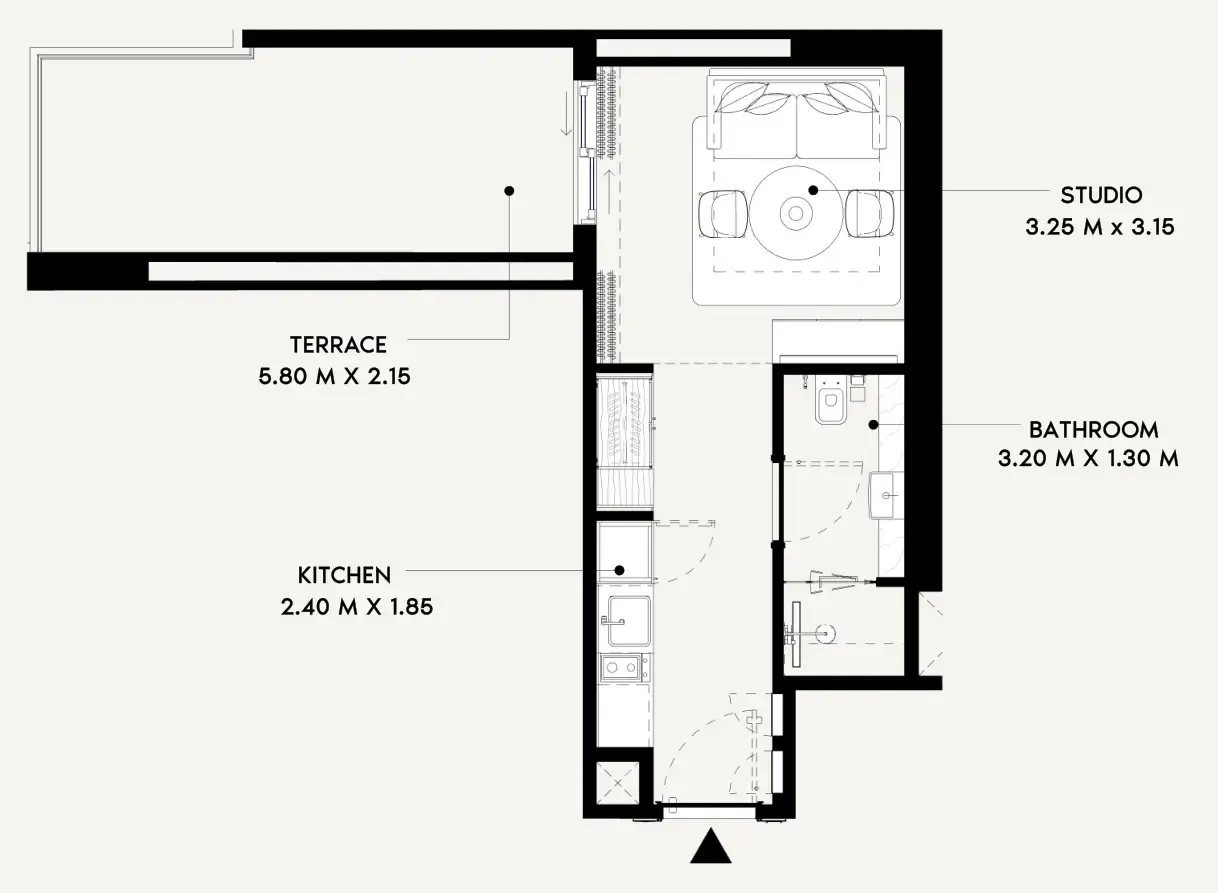 Azizi Lina Studio floor plan, 429 sqft