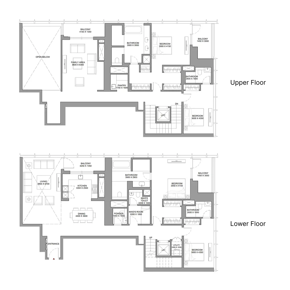 The Element at Sobha One 4 bed floor plan, 3,782 – 4,048 sqft