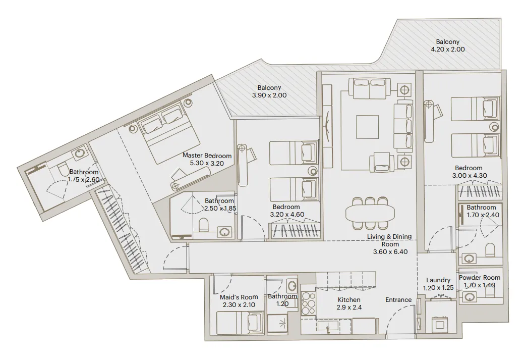 Eleve 3 bed floor plan, 1,633 sqft