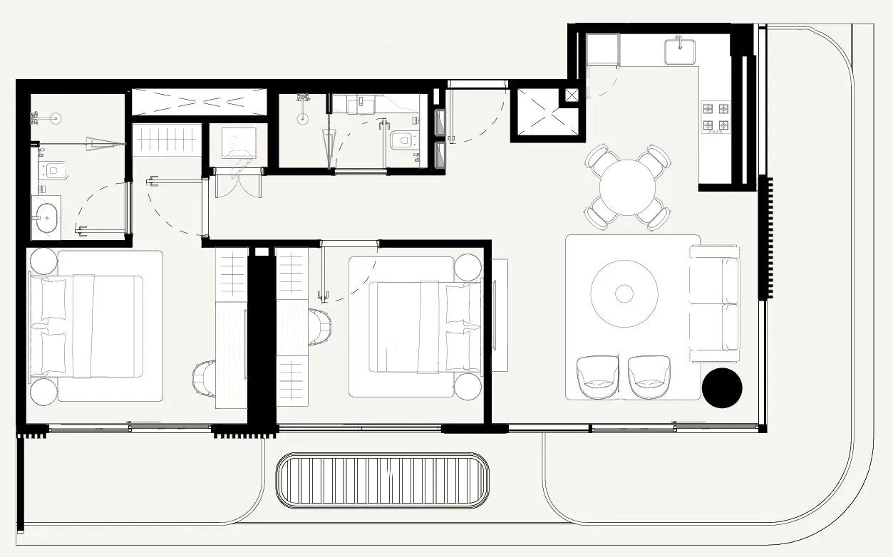 Azizi Abraham 2 bed floor plan, 1,175 sqft