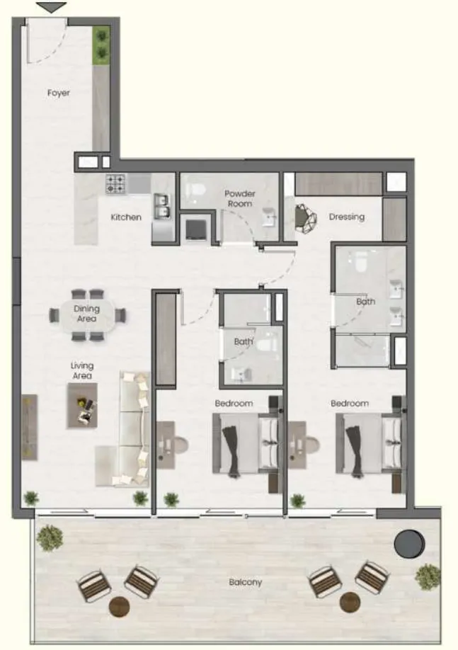 Saddlewood Park 2 bed floor plan, 1,372 sqft