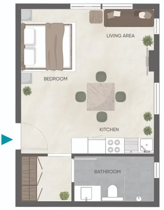 Eden Golf Views 1 Studio floor plan, 424 sqft