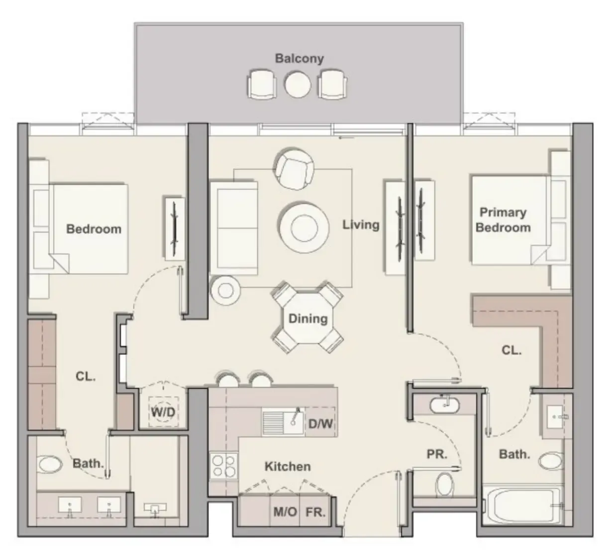 Soto Grande 2 bed floor plan, 1,129 sqft