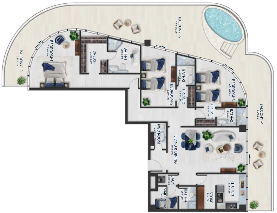 Acacia by BNW Developments 3 bed floor plan, 3,254 sqft