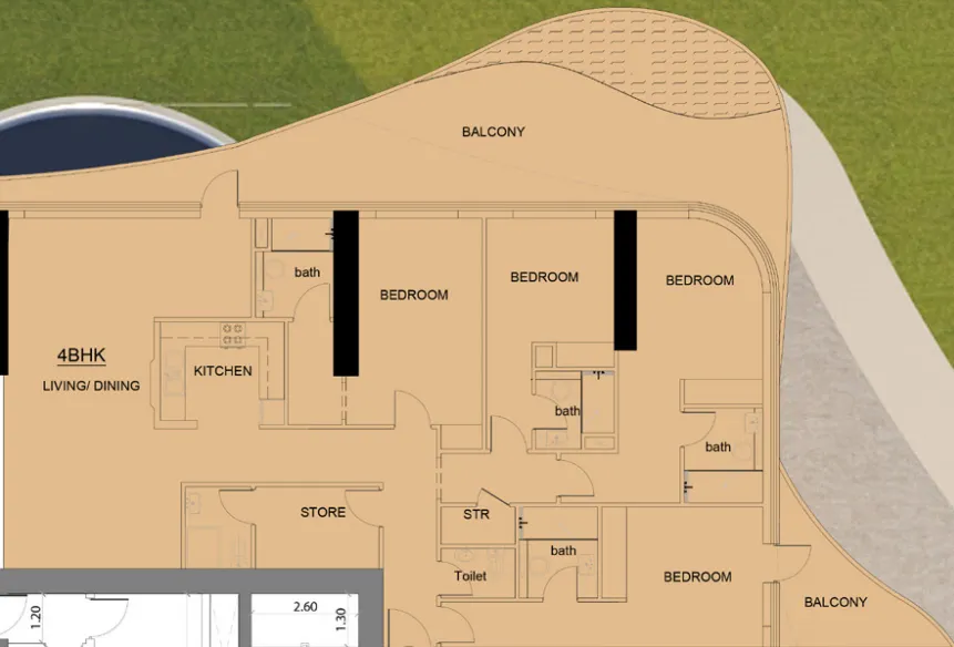 Volga Tower 4 bed floor plan, 2,773 sqft