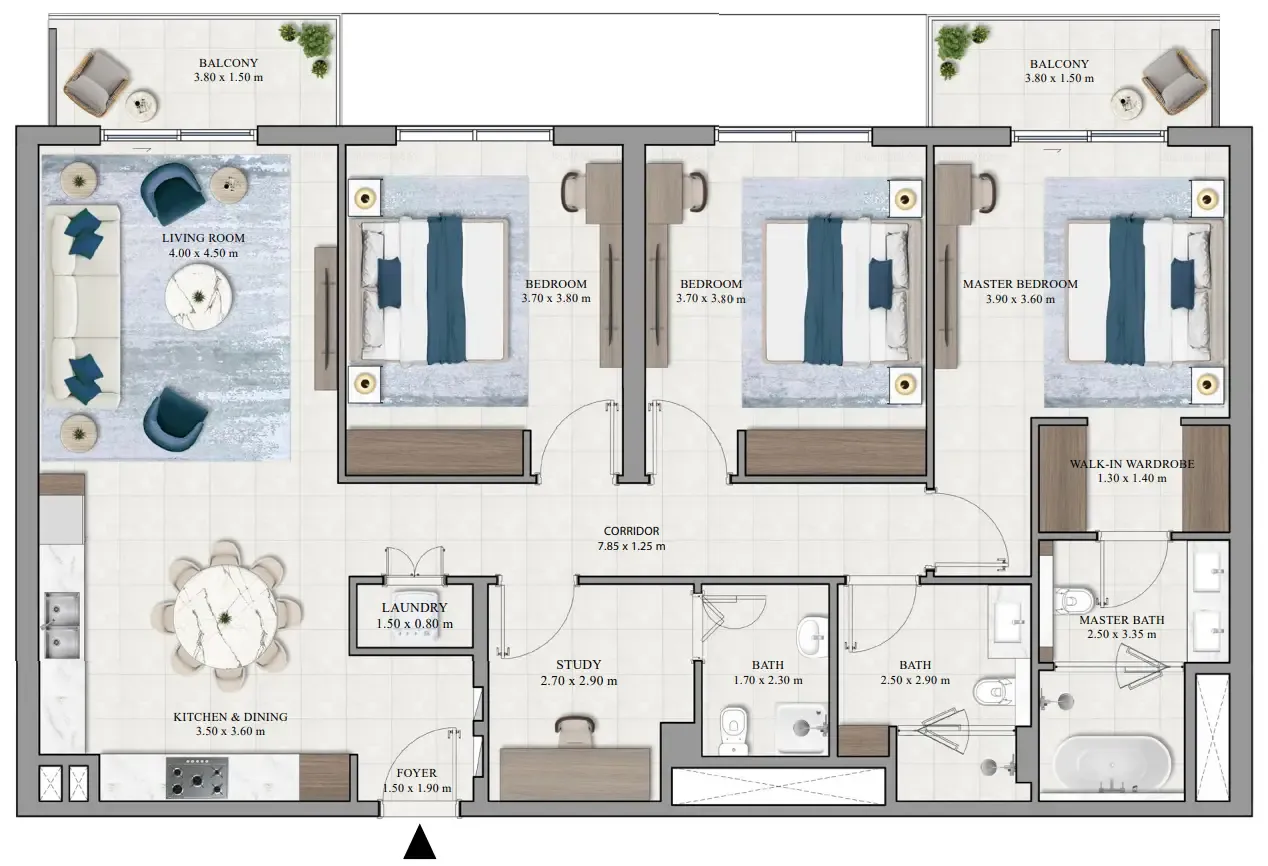 Grove Ridge 3 bed floor plan, 1,649 sqft
