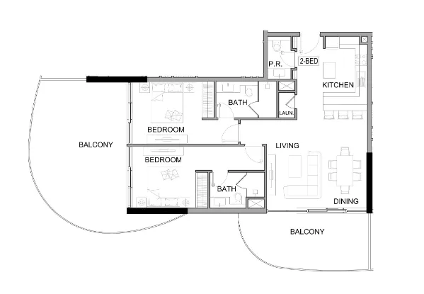 Damac Lagoons Views Phase 2 2 bed floor plan, 1,512 sqft