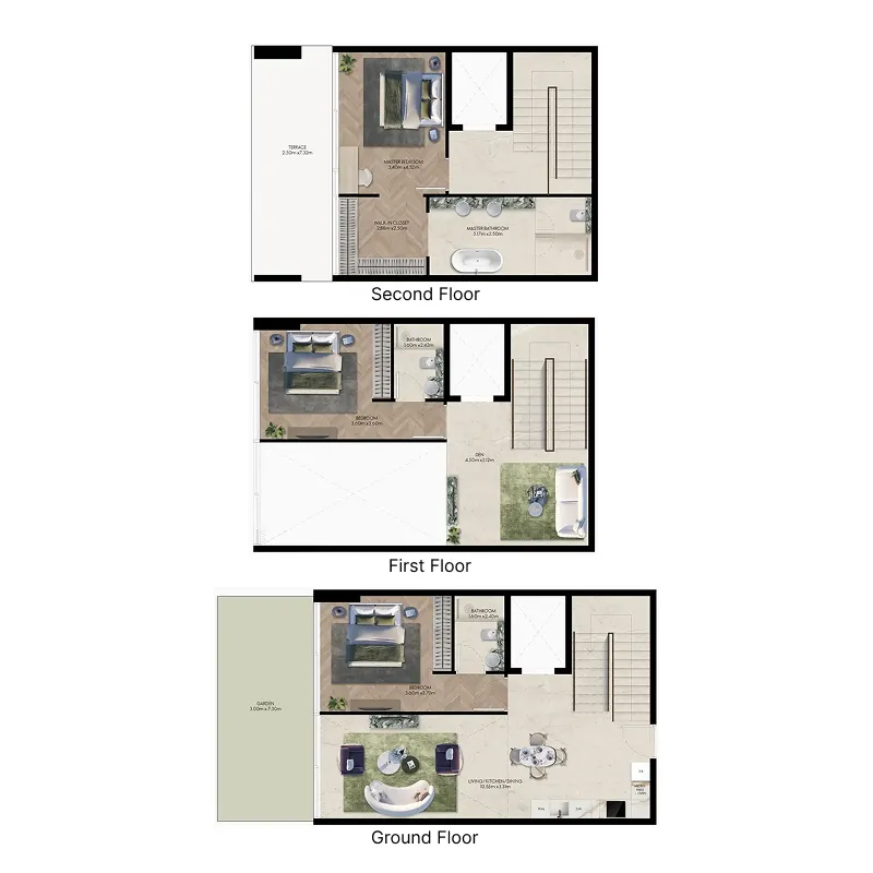 Elle Residences 3 bed floor plan, 2,334 sqft