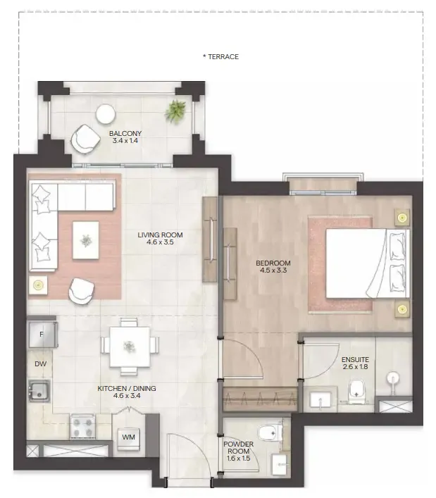 Bloom Living - Granada 1 bed floor plan, 699 sqft