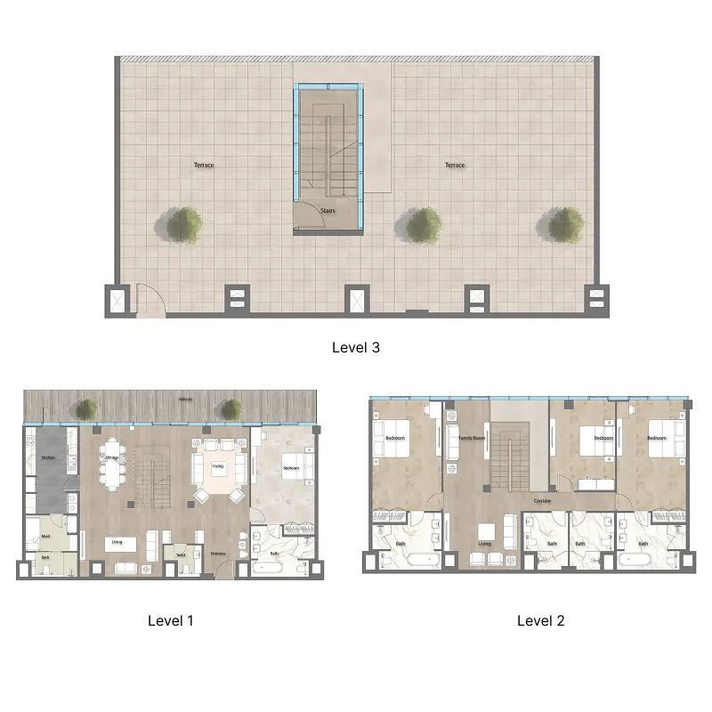 Yas Beach Residence 4 bed floor plan, 5,220 sqft