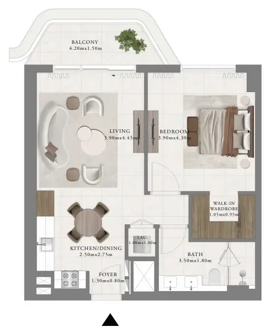 Sera 2 1 bed floor plan, 778 sqft