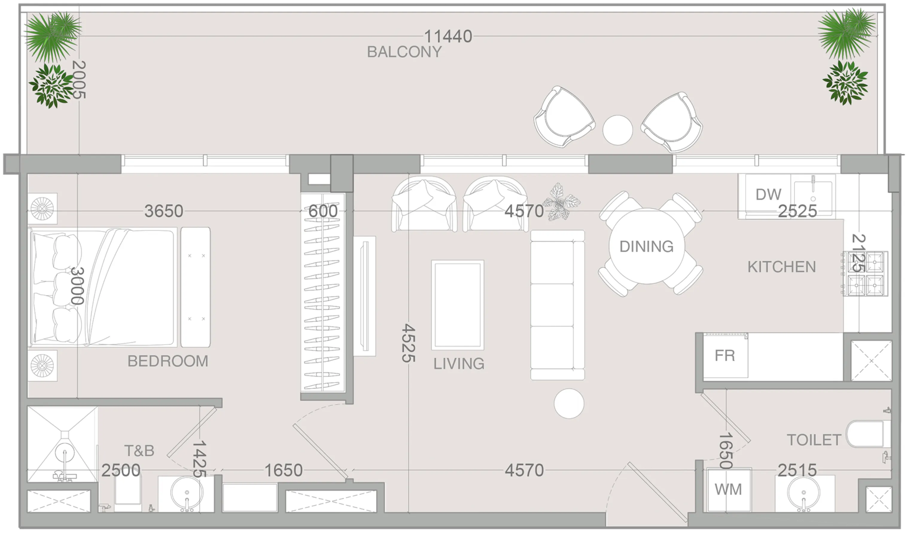 IR1DIAN Park 2 1 bed floor plan, 839 sqft