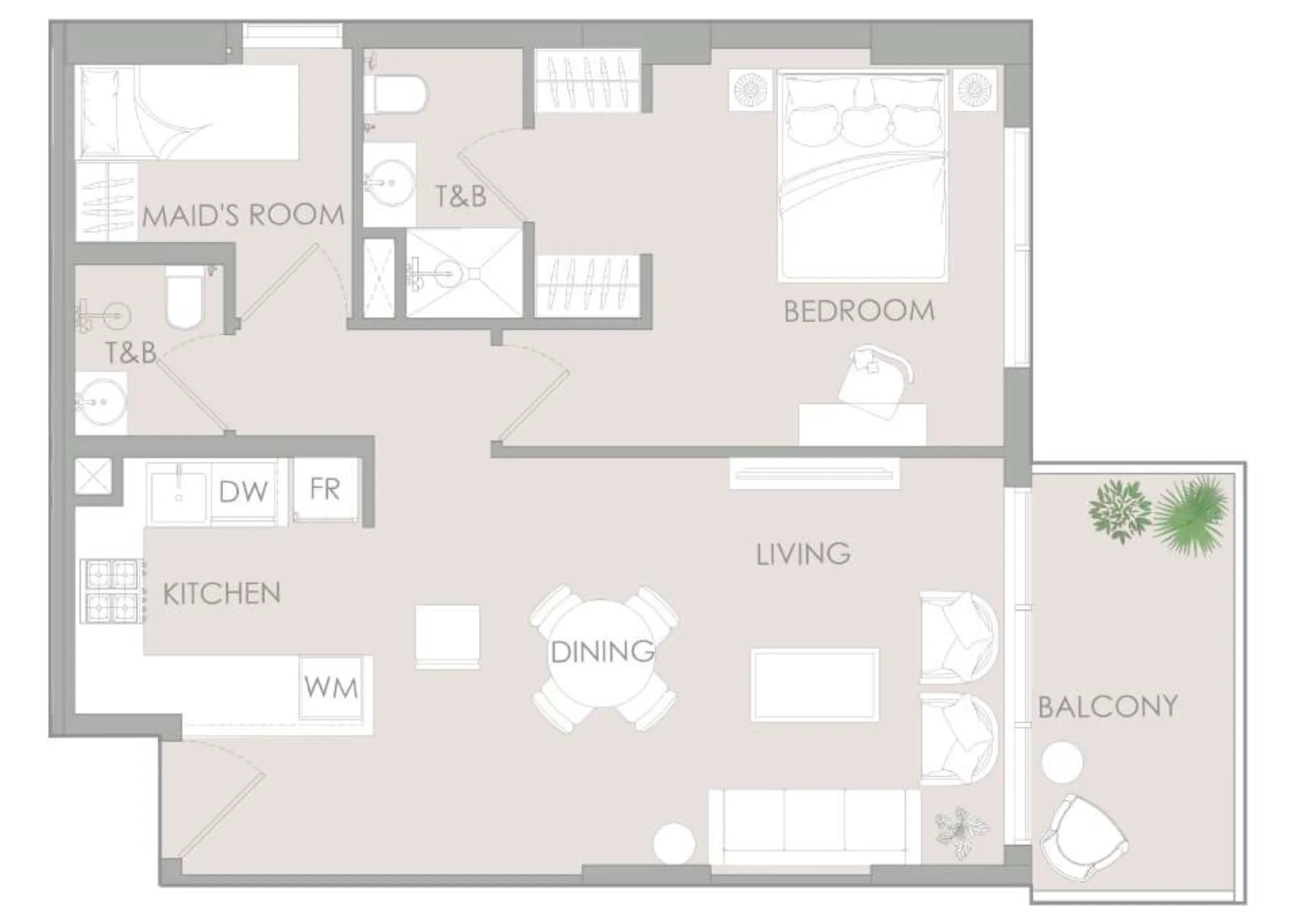 IR1DIAN Park 1 bed floor plan, 830 sqft