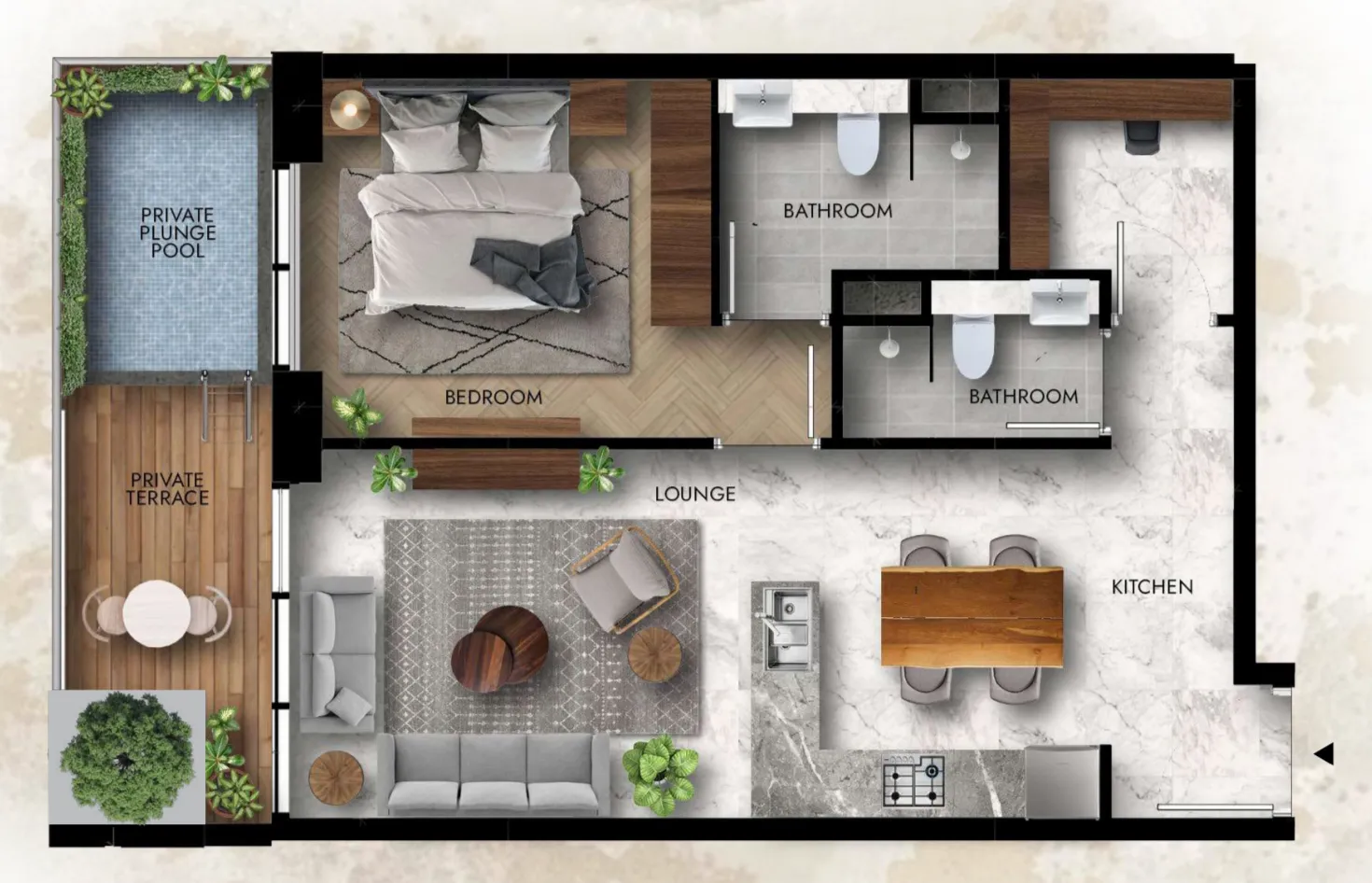 Lucky Royale Residence 1 bed floor plan, 831 sqft