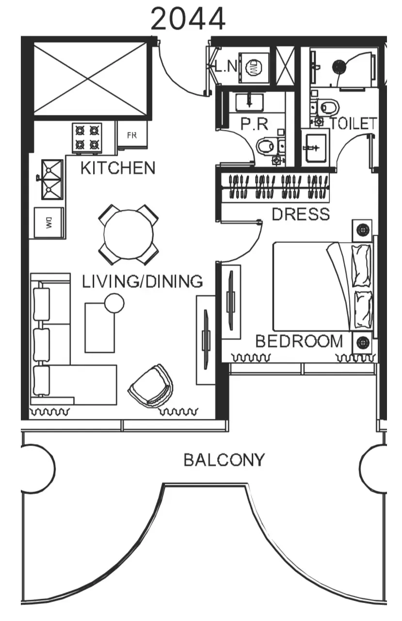 The WOW Tower 1 bed floor plan, 761 sqft