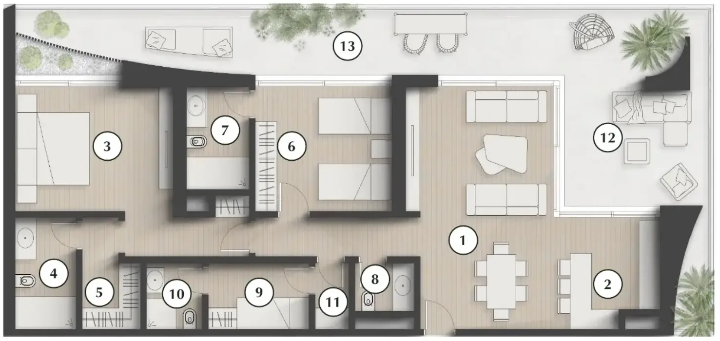 Lunaya Terraces 2 bed floor plan, 1,880 sqft