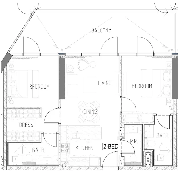 Damac Safa Gate 2 bed floor plan, 1,211 – 1,218 sqft